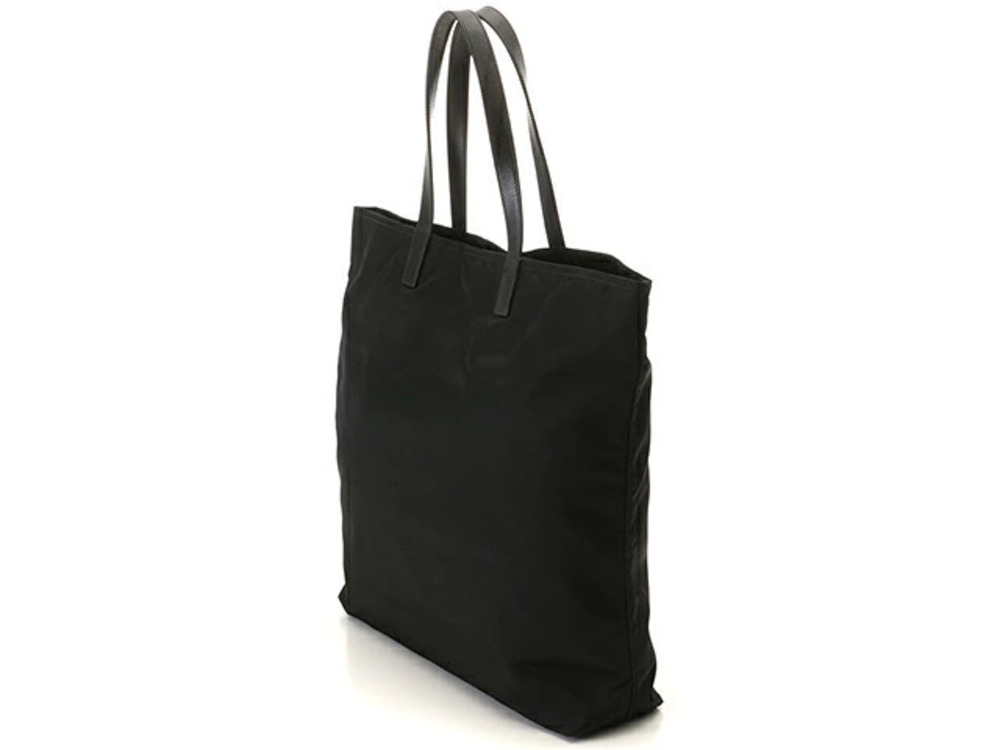 Prada black Tote leather Saffiano Tessuto bag Black